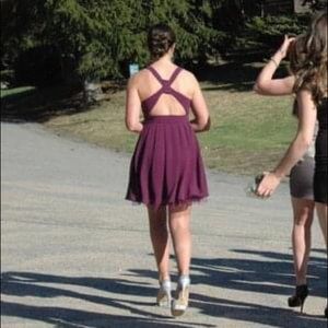Open back purple dress